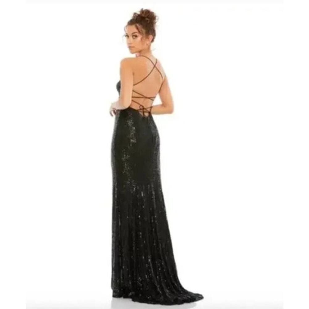 MAC DUGGAL Dress Size 10 Evening Gown NEW Sequin Black Stretch Sequin FLAW - Picture 3 of 8
